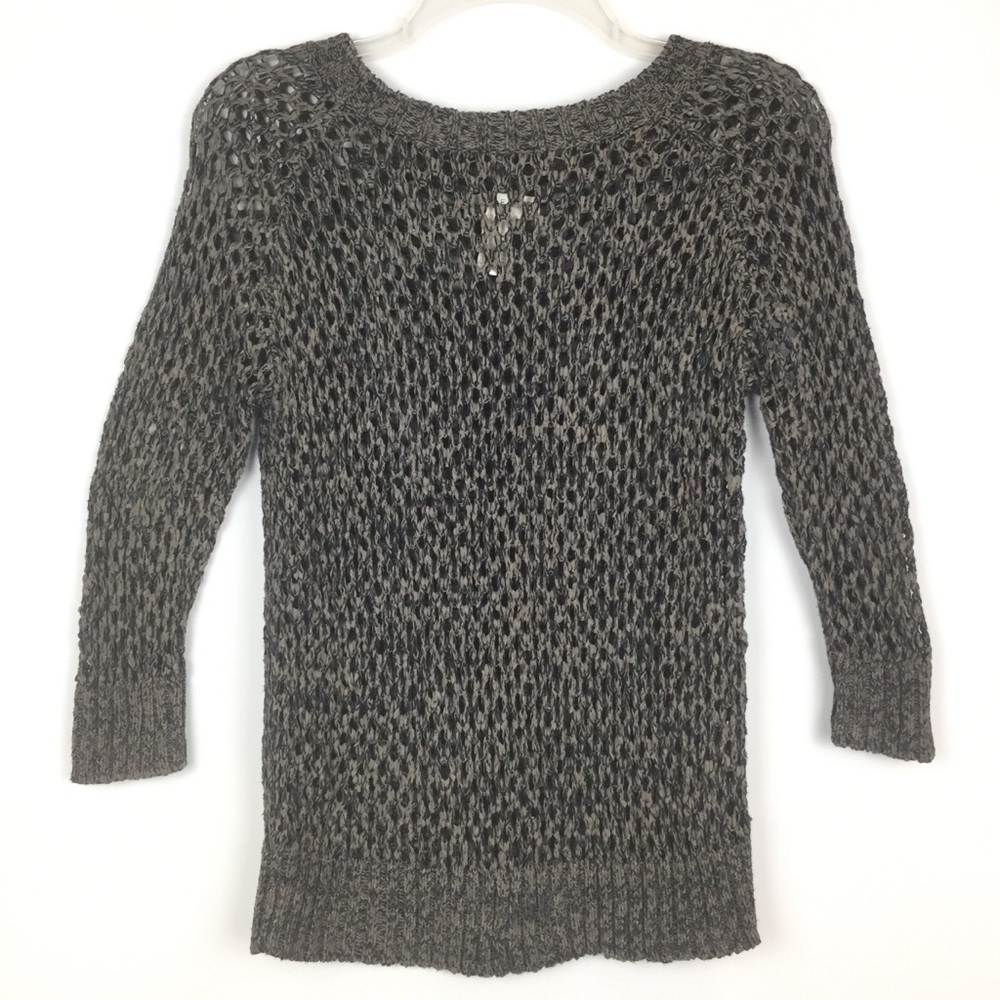 3/$20 Kenar Black Brown Net Exposed Zip Top Sz S